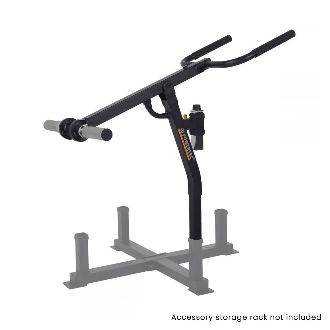 A silhouette of a Black Dip Machine Attachment for gym use.