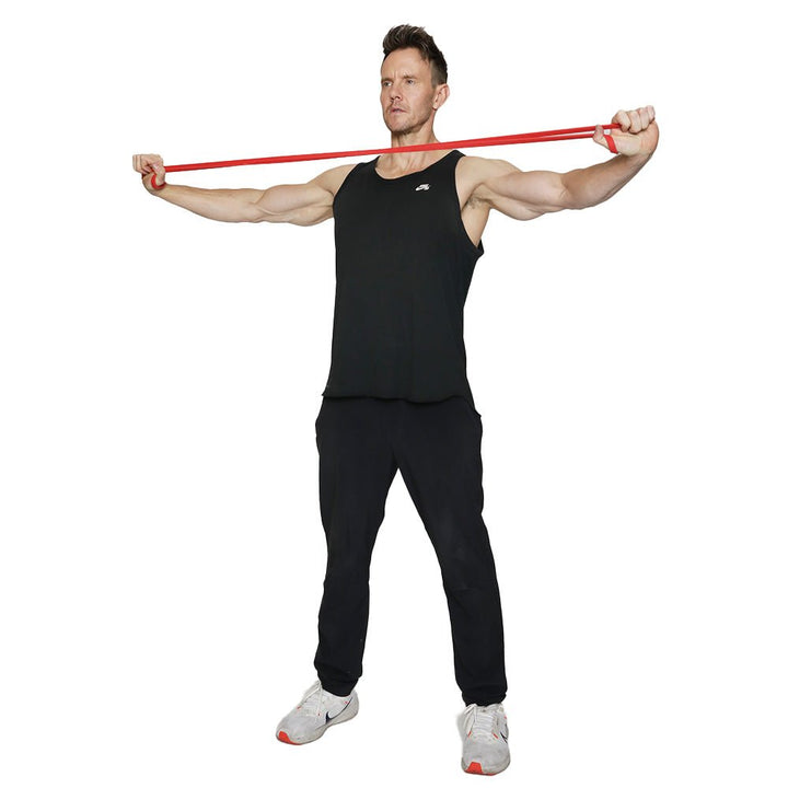 Man using a red Resistance Band - Powertec