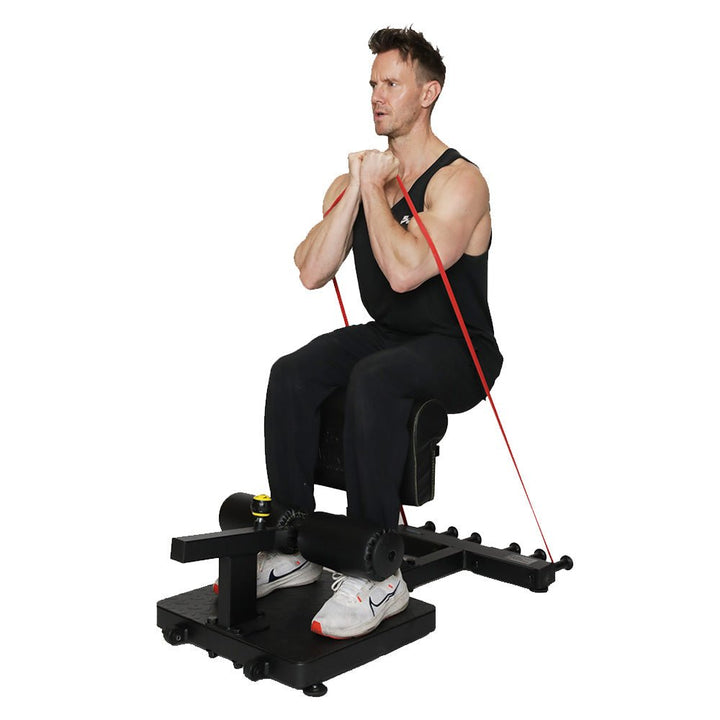 Man using Resistance Band on Sissy Squat Machine - Powertec