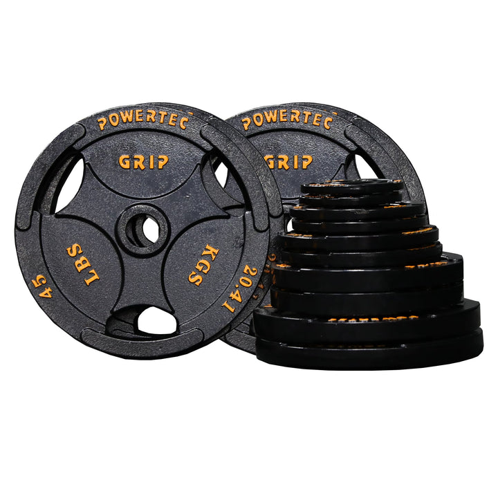 Different angle of Olympic Bar and Plates 390 lbs. Heavy Set - Powertec
