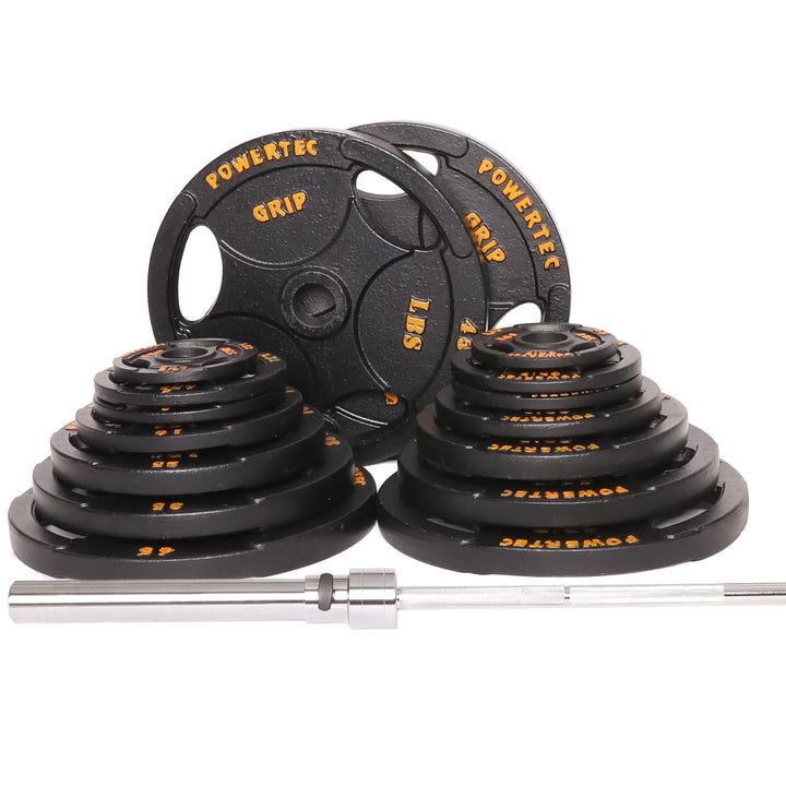 Olympic Bar and Plates 390 lbs. Heavy Set - Powertec