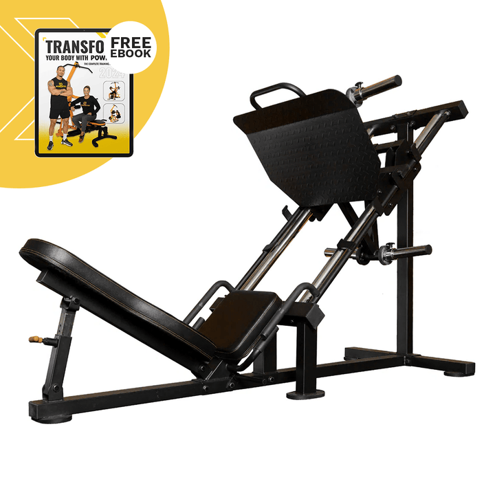 Image containing Free eBook offer with Powertec 45-Degree Leg Press.