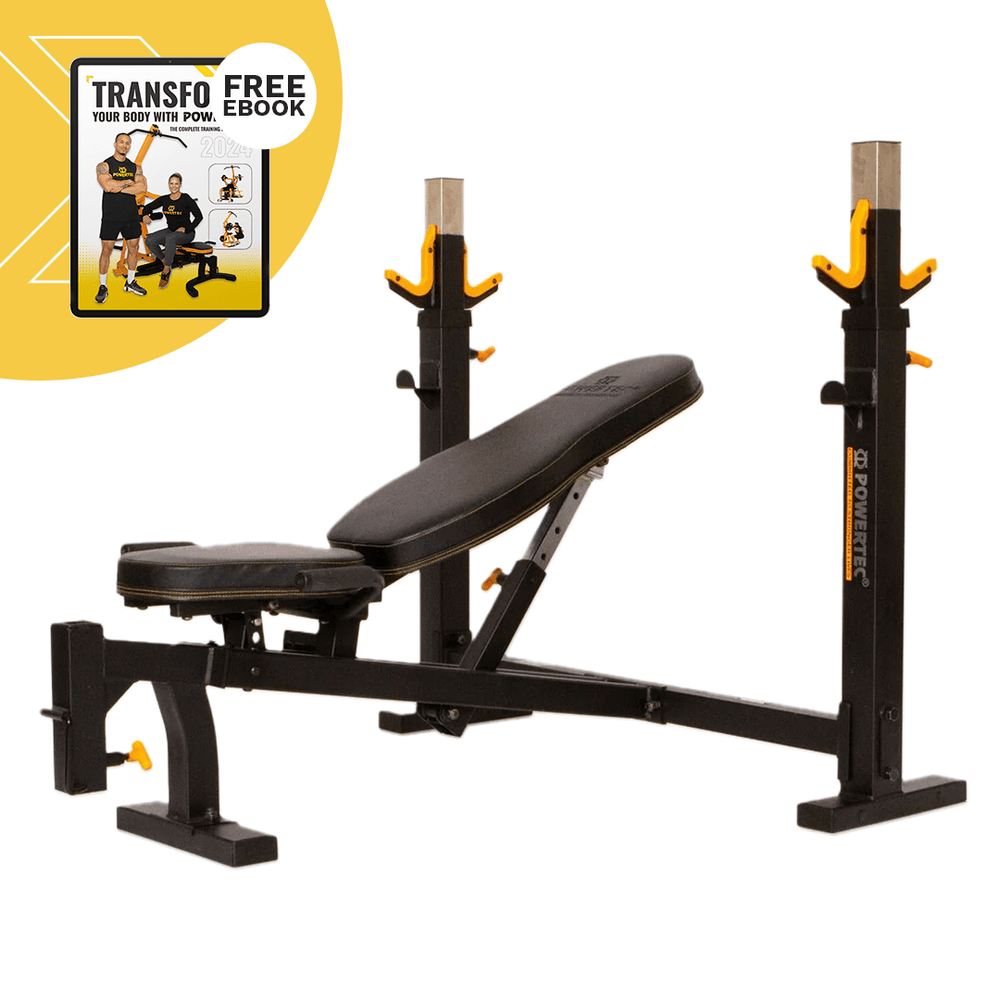 Workbench® Olympic Bench (Angled View) | Powertec | Home Gym Equipment | Ultimate Strength Building Machines