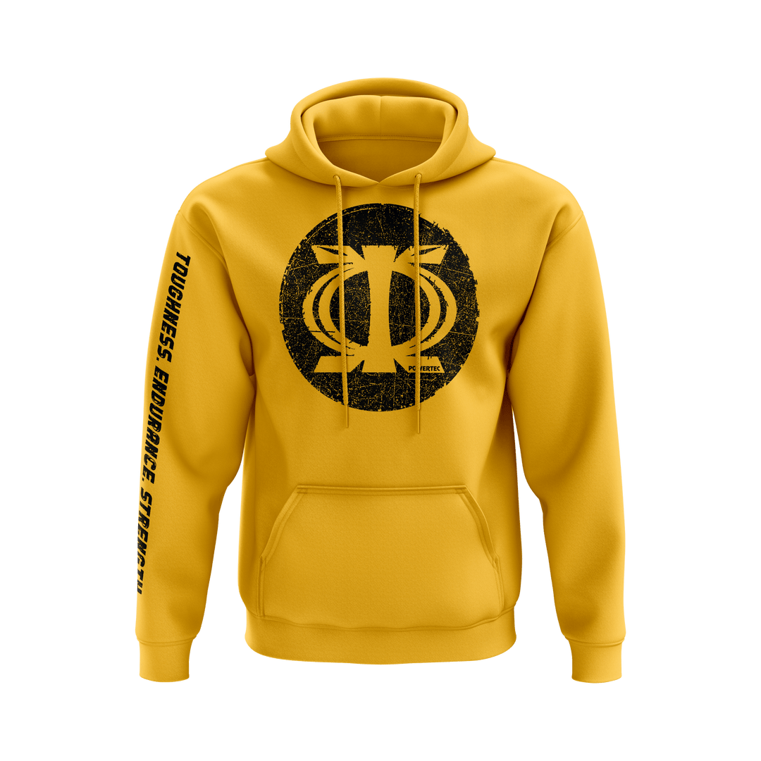 Powertec Hoodie - Yellow - Distressed Wawa Aba Logo