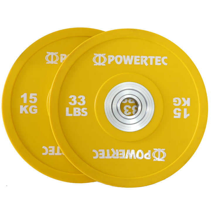 Anniversary Bumper Plates 330 lbs. Set - Powertec - Yellow