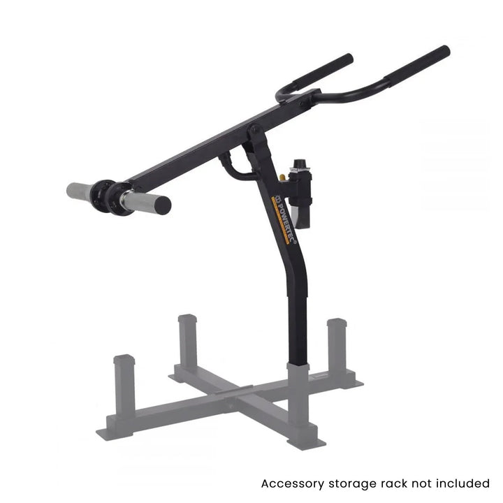 A silhouette of a Black Dip Machine Attachment for gym use.