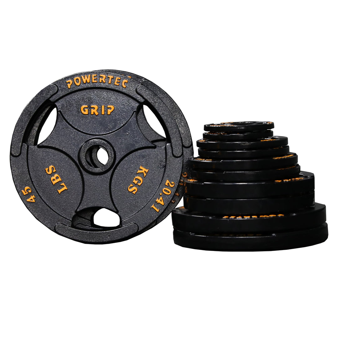 Powertec Weights | Home Gym | Bumper Plates | Cast Iron | 45 lb Plates