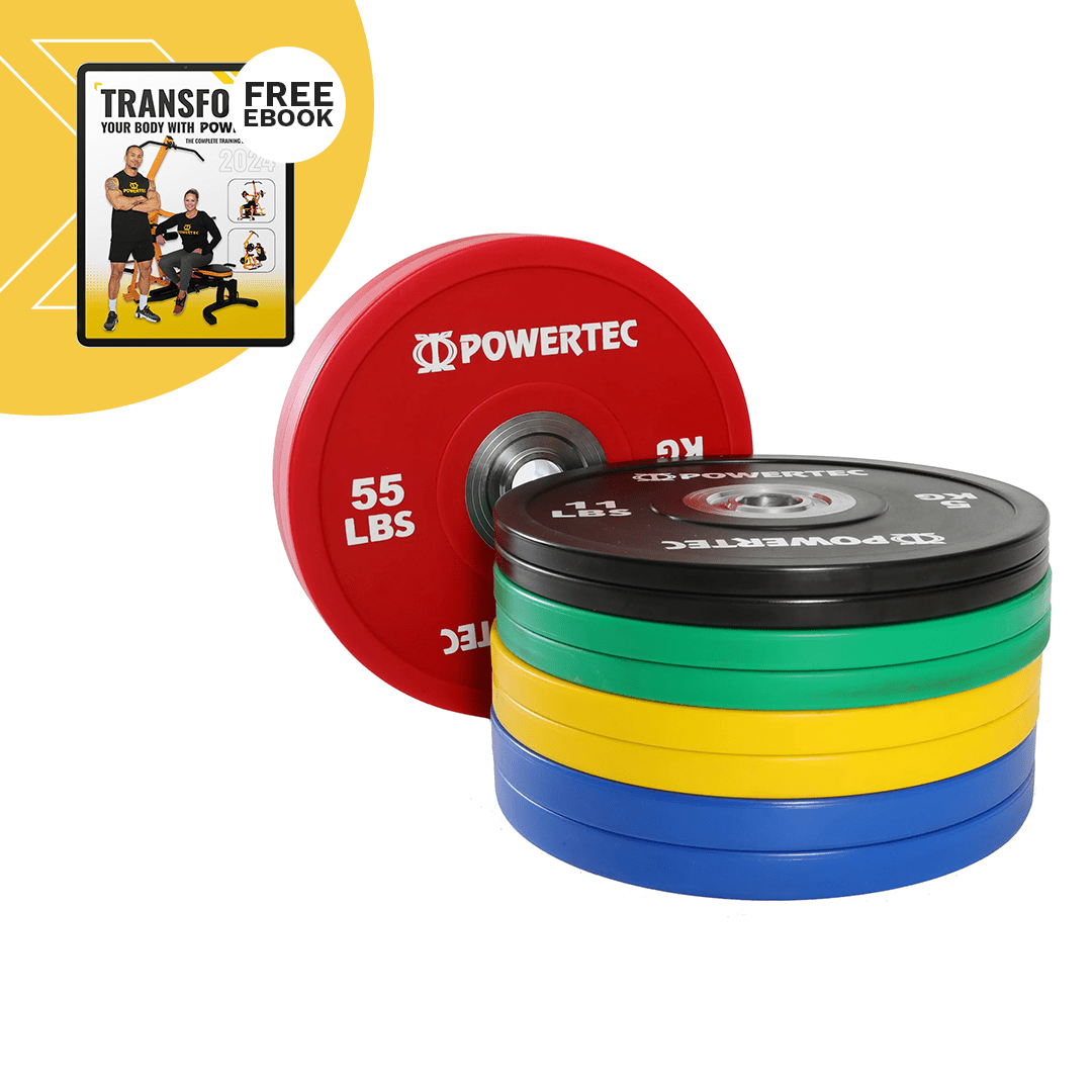Powertec Weights | Home Gym | Bumper Plates | Cast Iron | 45 lb Plates
