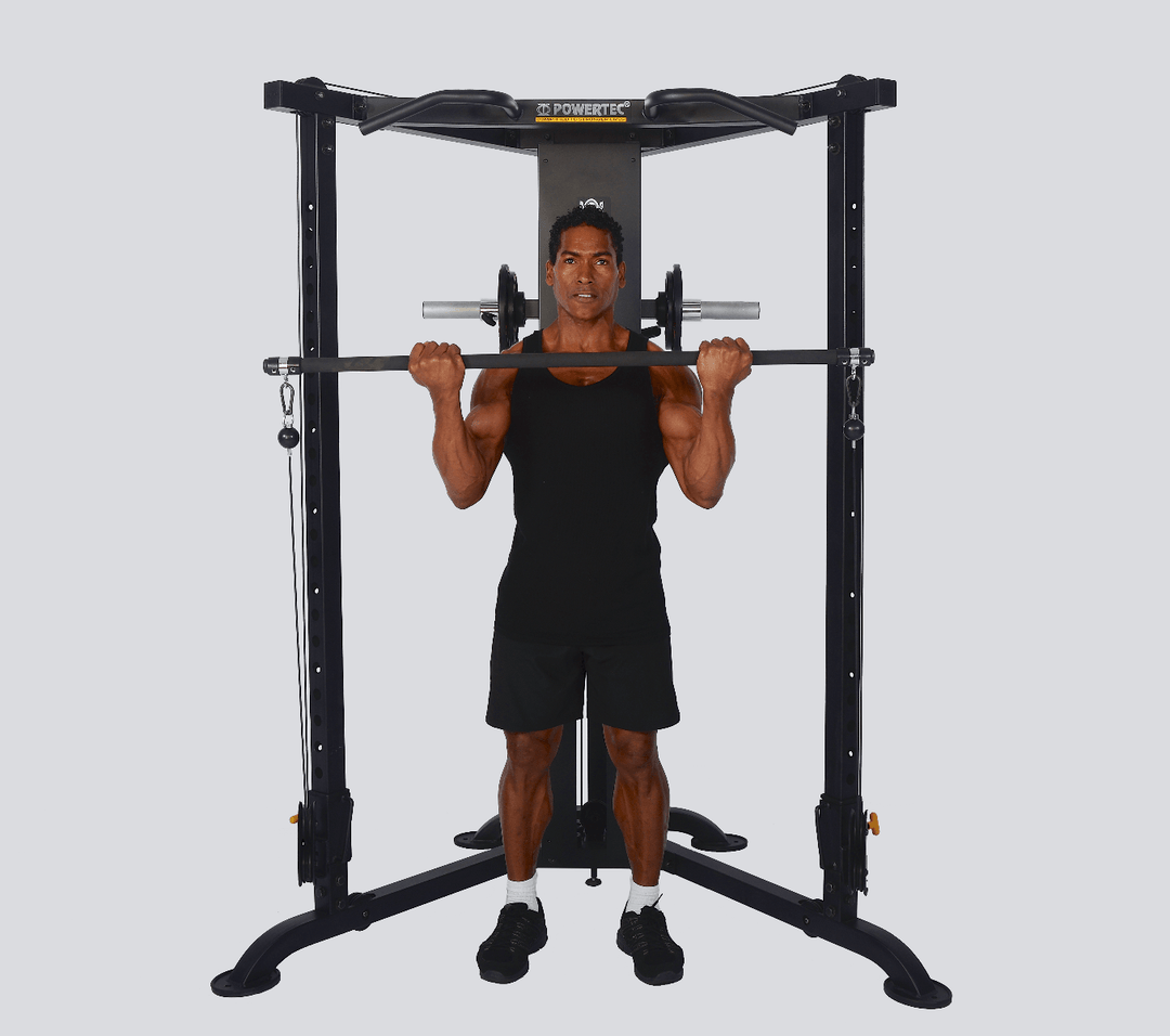 Streamline Functional Trainer Athlete Straight Bar Cable Curl | Powertec | Home Gym Equipment