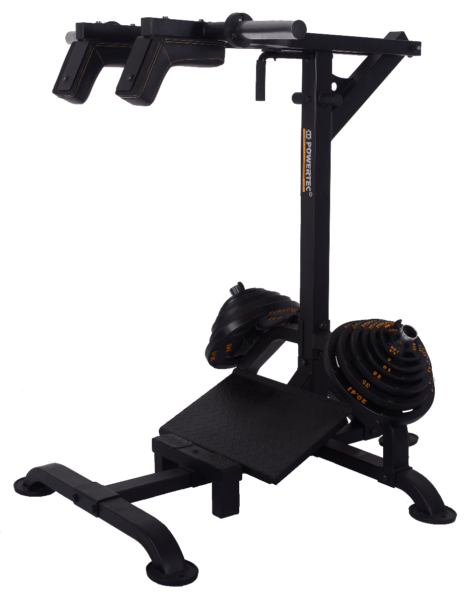 Levergym® Squat/Calf Plate Loaded Base (Angled View) | Powertec | Home Gym Equipment | Ultimate Strength Building Machines
