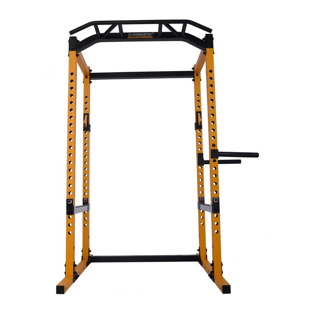 Workbench® Power Rack Yellow (Straight View) | Powertec | Home Gym Equipment | Ultimate Strength Building Machines