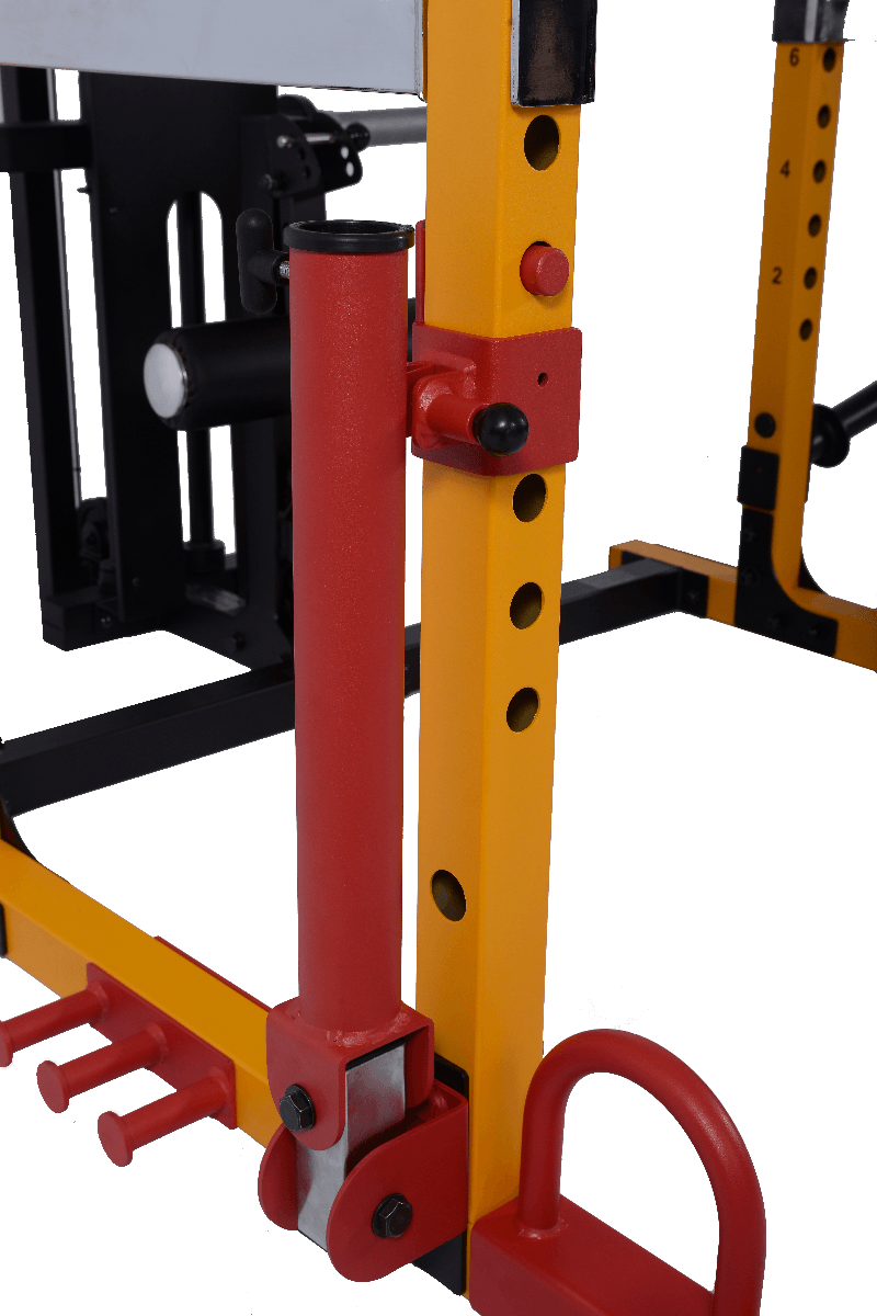 POWER RACK - Barbell Landmine Attachment with Workbench Power Rack (Close Up) | Powertec | Home Gym Equipment