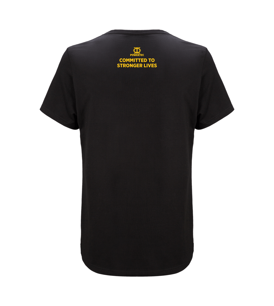 Powertec T-Shirt - Black - Distressed Wawa Aba Logo (back) | Powertec | Home Gym Equipment
