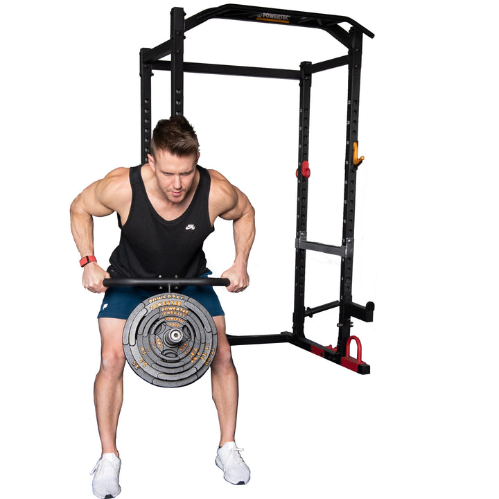 POWER RACK - Barbell Landmine Attachment with Workbench Power Rack and Athlete T-Bar Row| Powertec | Home Gym Equipment