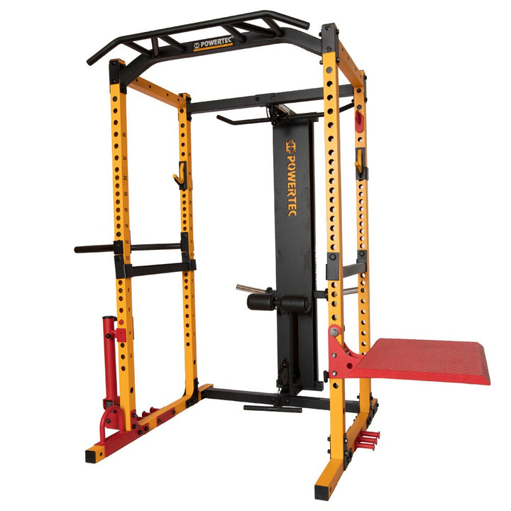 Workbench® Power Rack with Lat Tower | Step Up Plate | Landmine | Powertec | Home Gym Equipment