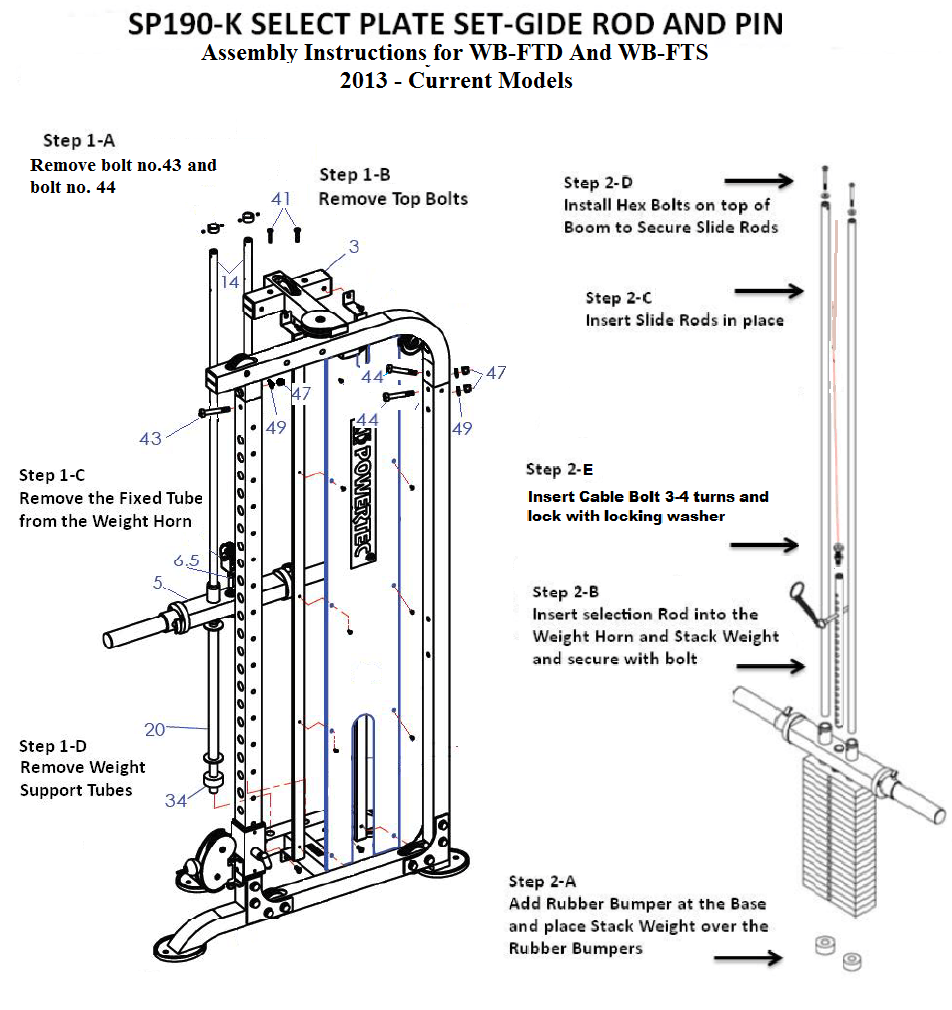 Ss Stacking Guide Rod 190 Lbs Weight Stack | Powertec | Home Gym Equipment