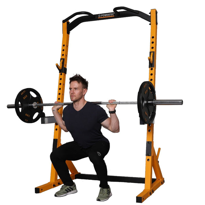 Workbench® Half Rack | Safety Bar | Athlete Squat | Powertec | Home Gym Equipment | Ultimate Strength Building Machines