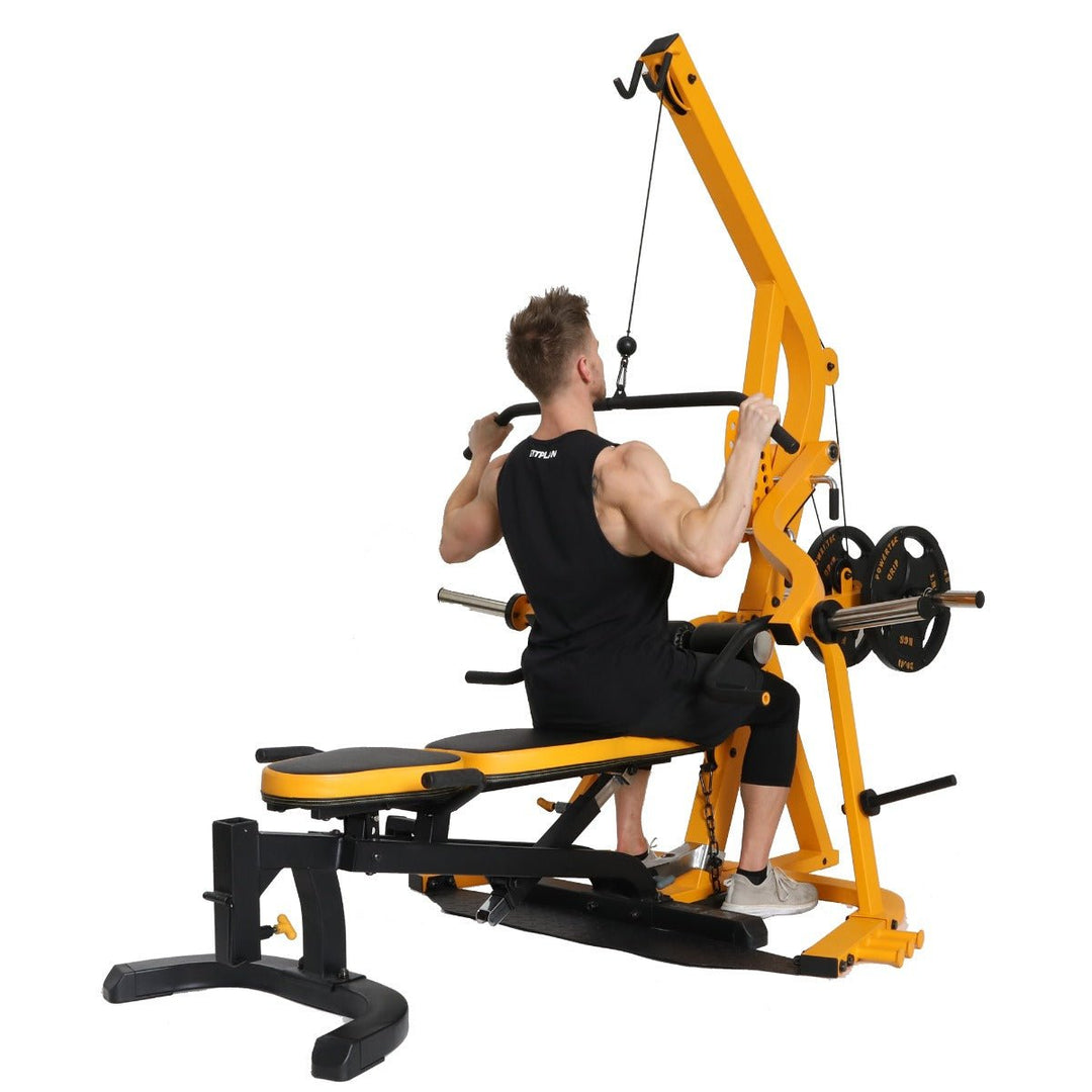 Yellow Workbench Levergym®| Athlete Lat Pulldown | Powertec | Home Gym Equipment | Ultimate Strength Building Machines