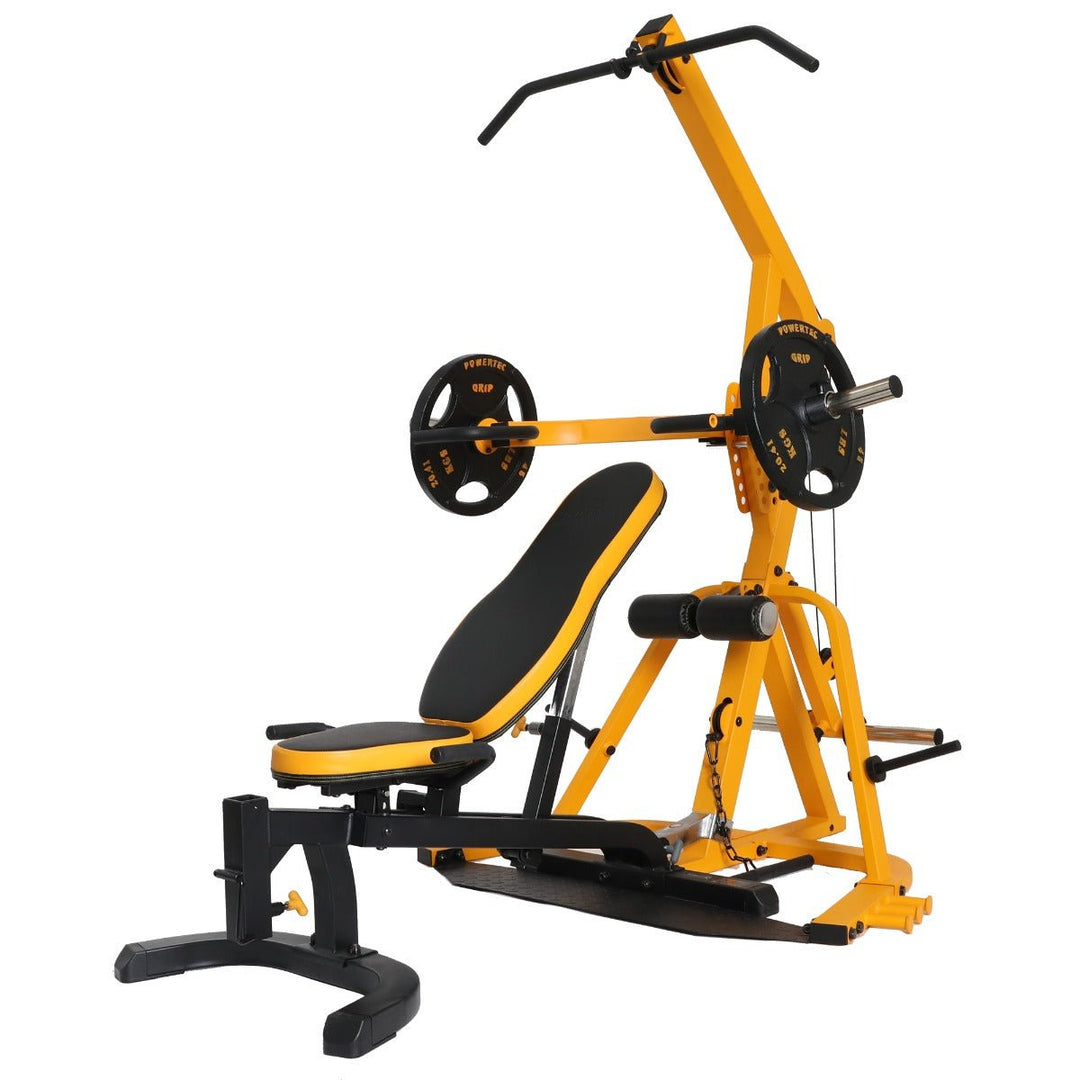 Yellow Plate Loaded Workbench Levergym®| Powertec | Home Gym Equipment | Ultimate Strength Building Machines
