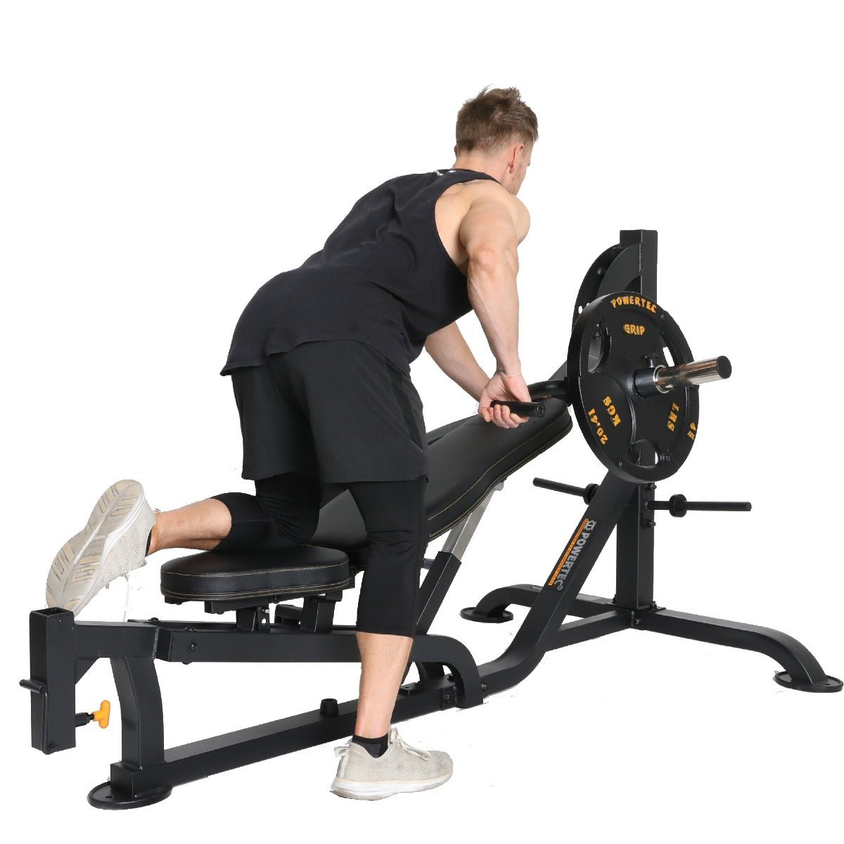 Image showing a man performing back exercises on the Multipress from Powertec.
