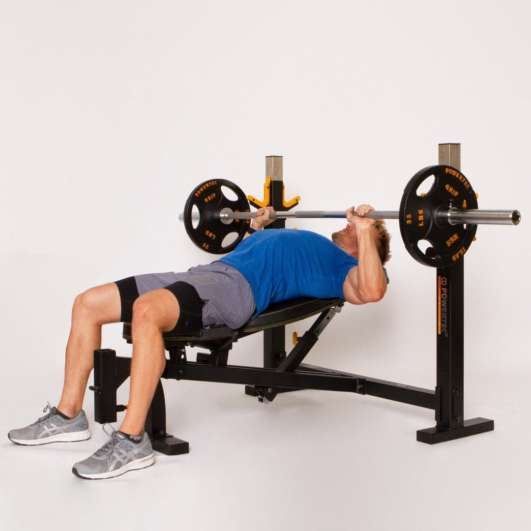 Workbench® Olympic Bench | Athlete Incline Chest Press ( Bottom of the Movement) | Powertec | Home Gym Equipment