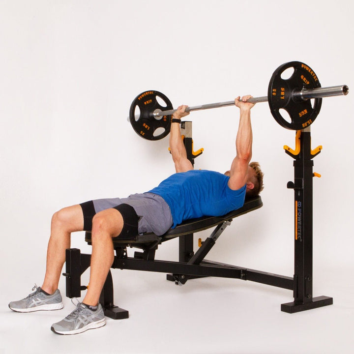 Workbench® Olympic Bench | Athlete Incline Chest Press ( Top of the Movement) | Powertec | Home Gym Equipment
